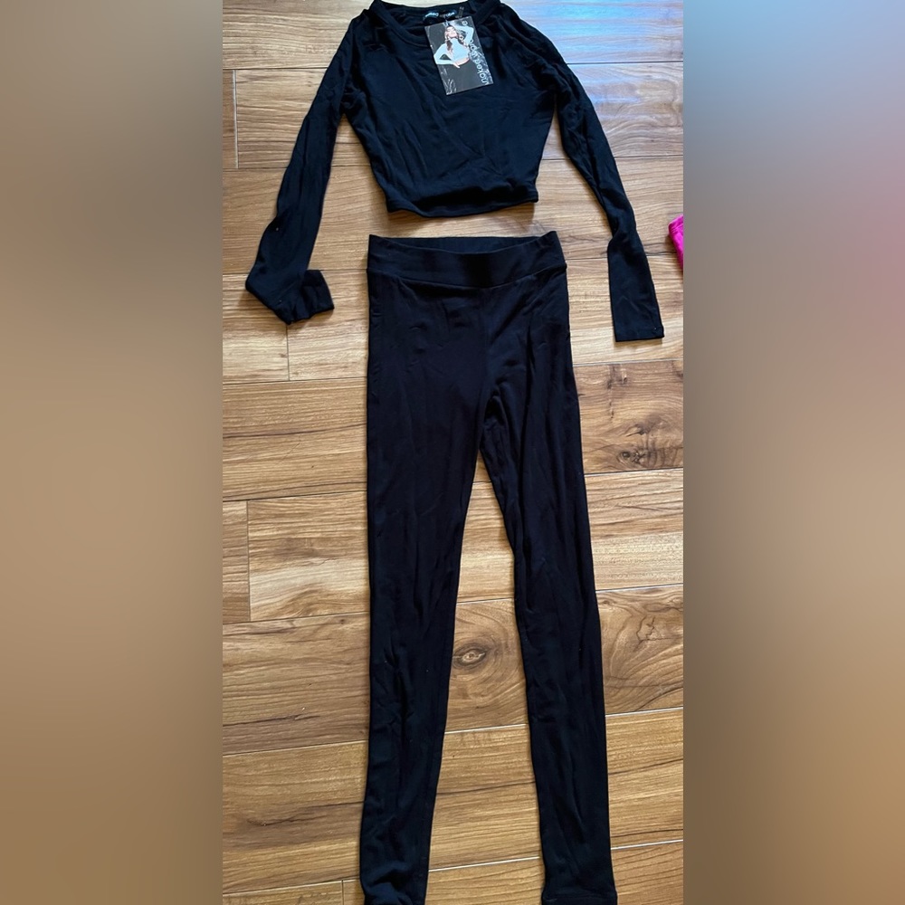 Naked Wardrobe two piece leggings and crop top set: